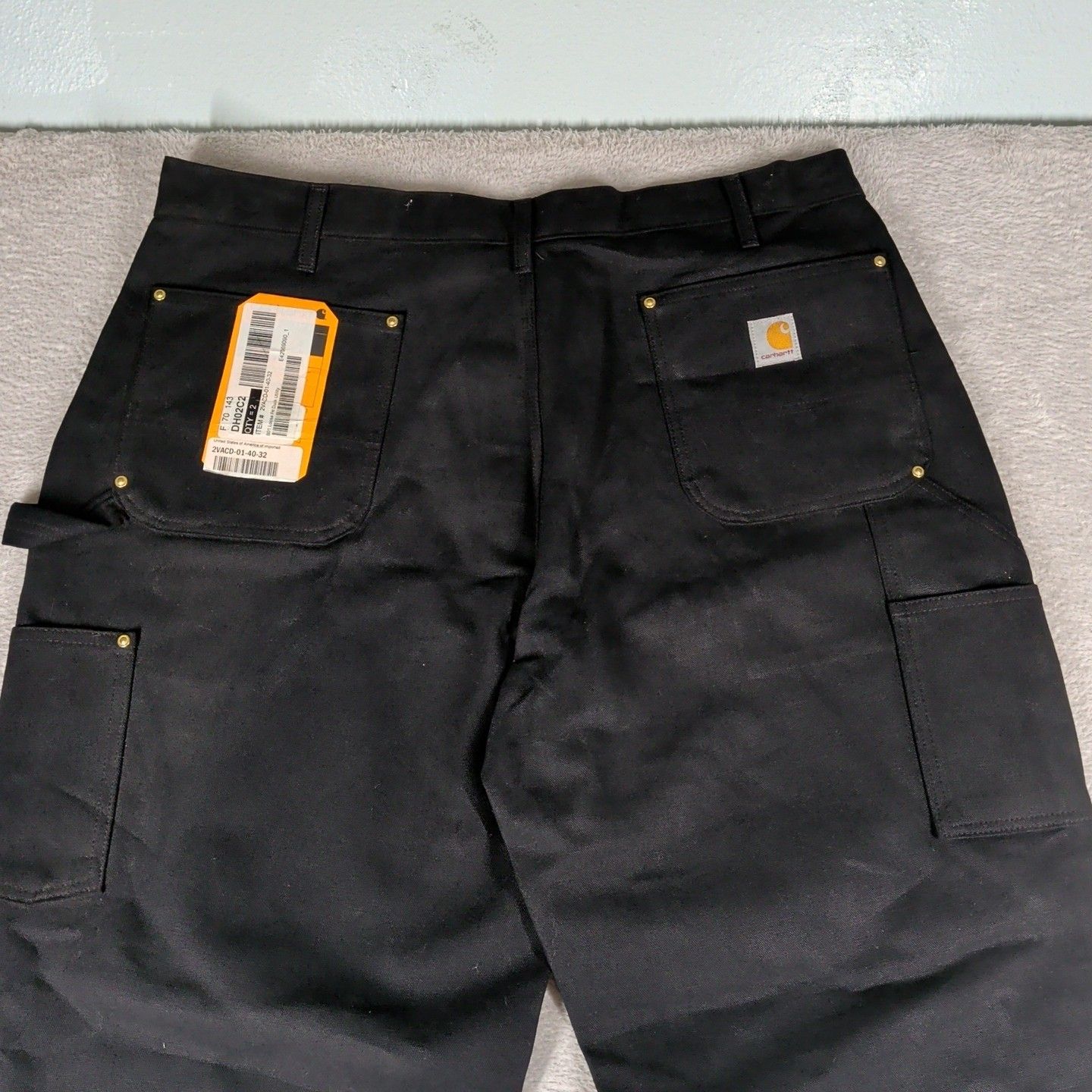 Carhartt Size 40x32 New Loose Fit Firm Duck Double-Front Utility Work Pant Black